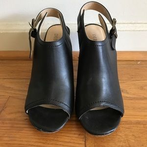 Black Peep Toe Mules